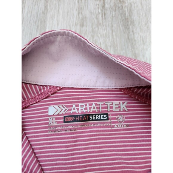 Ariat Tek Heat Series Womens Tri Factor 1/4 Zip Baselayer Red Clay Stripe Sz XL - Picture 3 of 7